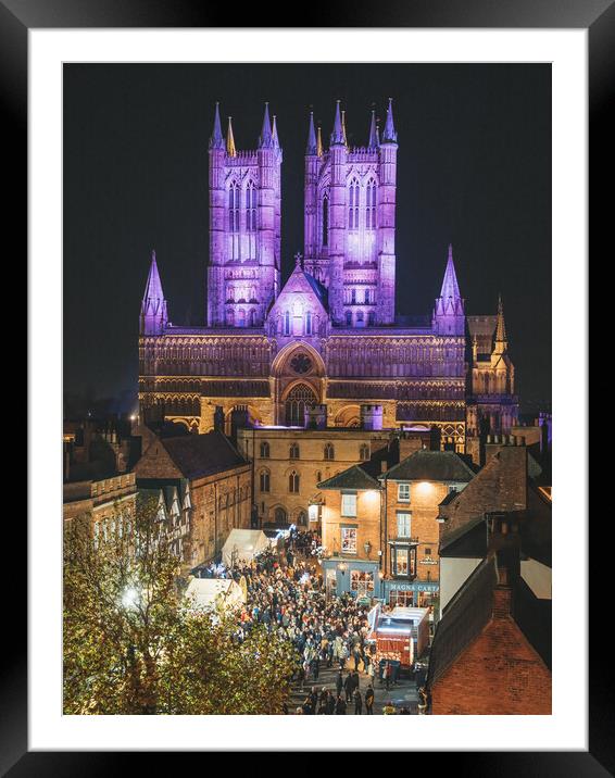 Lincoln Cathedral at the Lincoln Xmas Market Framed Mounted Print by Andrew Scott