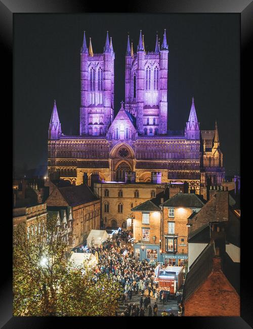 Lincoln Cathedral at the Lincoln Xmas Market Framed Print by Andrew Scott