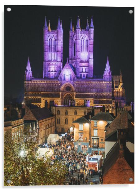 Lincoln Cathedral at the Lincoln Xmas Market Acrylic by Andrew Scott