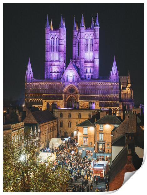 Lincoln Cathedral at the Lincoln Xmas Market Print by Andrew Scott