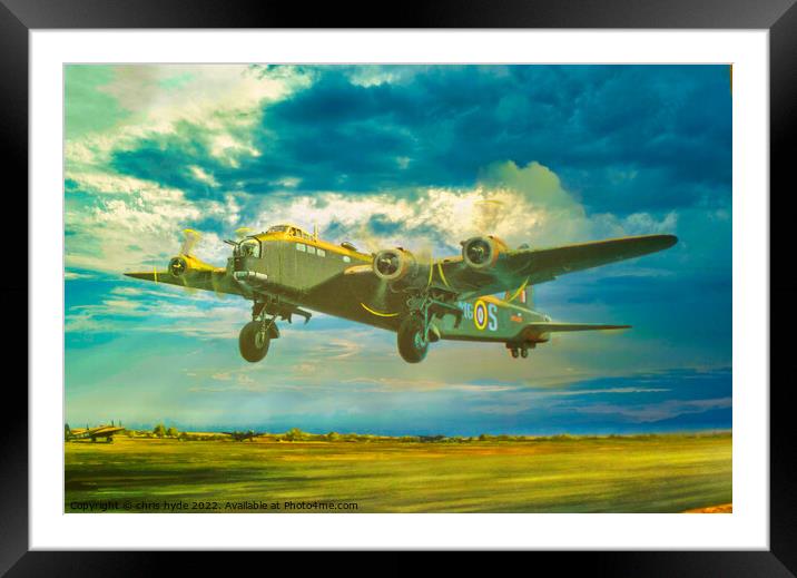 Stirling Bomber Taking Off Framed Mounted Print by chris hyde