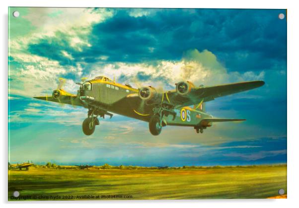 Stirling Bomber Taking Off Acrylic by chris hyde