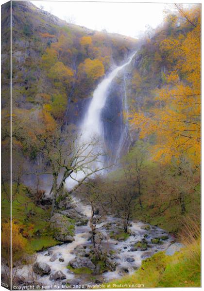 Aber Falls or Rhaeadr Fawr in Autumn Canvas Print by Pearl Bucknall