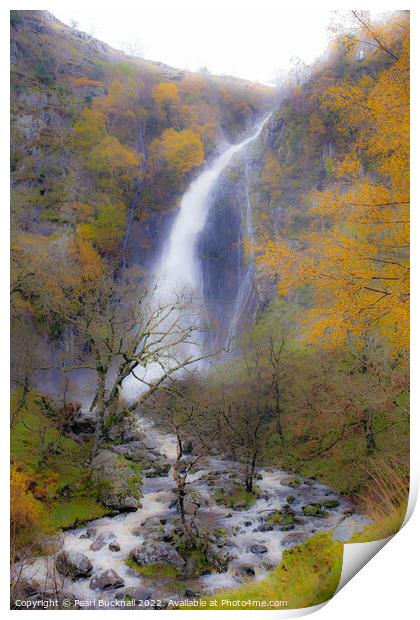 Aber Falls or Rhaeadr Fawr in Autumn Print by Pearl Bucknall