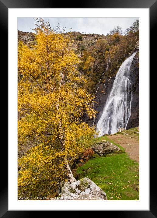 Autumn at Aber Falls Waterfall Snowdonia Framed Mounted Print by Pearl Bucknall