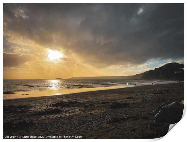 Seaton beach, Cornwall Print by Chris Rose