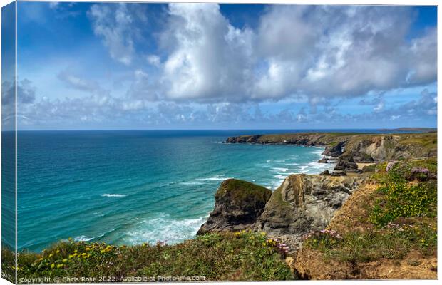 Bedruthan Steps cliffs, Cornwall Canvas Print by Chris Rose