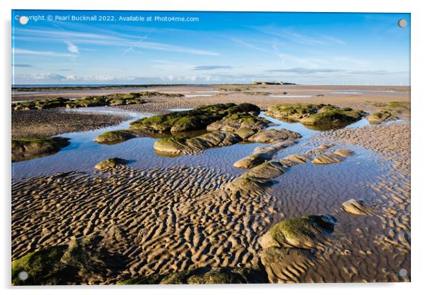 Rocks and Sand Hilbre Island in Dee Estuary Acrylic by Pearl Bucknall