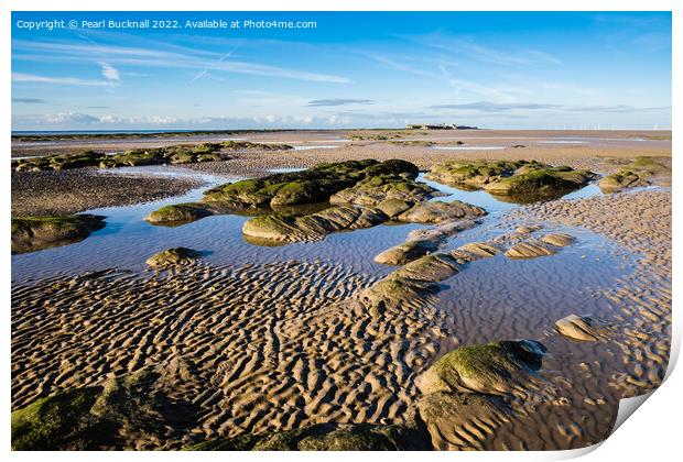 Rocks and Sand Hilbre Island in Dee Estuary Print by Pearl Bucknall