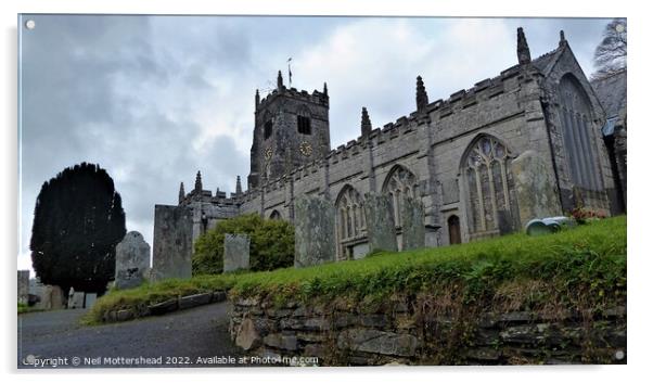 St Neot Church, Cornwall. Acrylic by Neil Mottershead