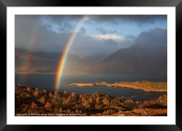 Loch Torridon Rainbow in Winter, Scotland. Framed Mounted Print by Barbara Jones