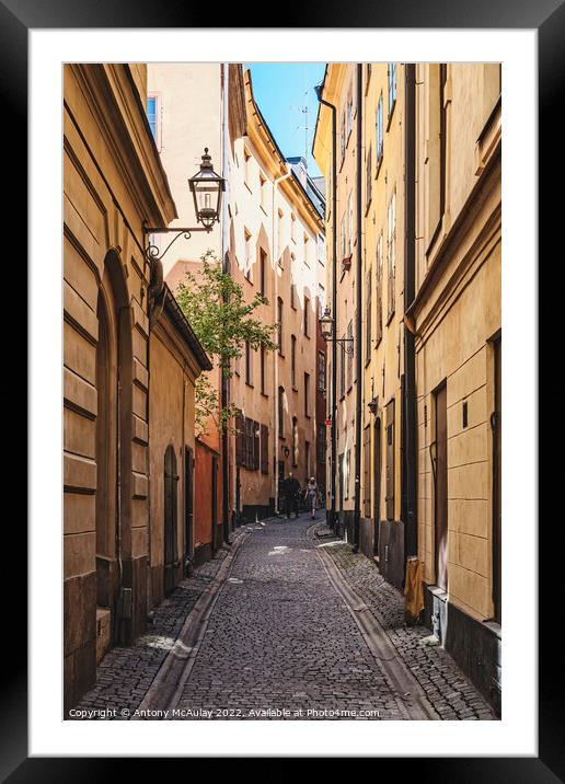 Stockholm Gamla Stan Narrow Street Framed Mounted Print by Antony McAulay
