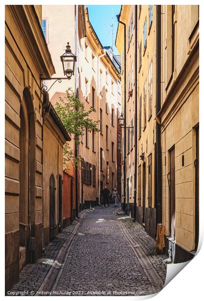 Stockholm Gamla Stan Narrow Street Print by Antony McAulay