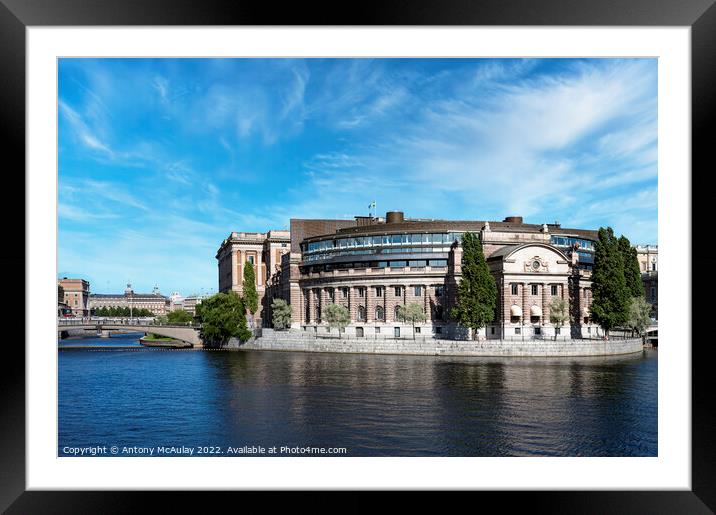 Stockholms Parliament Building Classic View Framed Mounted Print by Antony McAulay