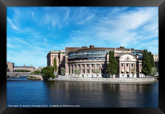 Stockholms Parliament Building Classic View Framed Print by Antony McAulay
