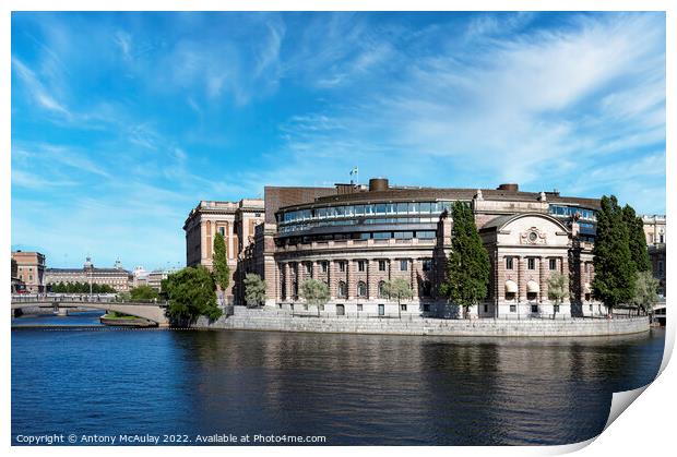 Stockholms Parliament Building Classic View Print by Antony McAulay