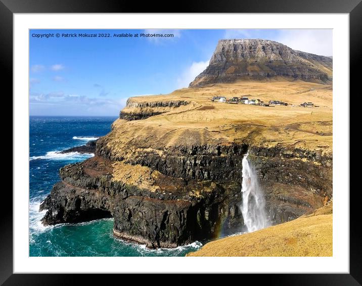 Gasadalur Waterfall Faroe Islands Framed Mounted Print by Patrick Mokuzai