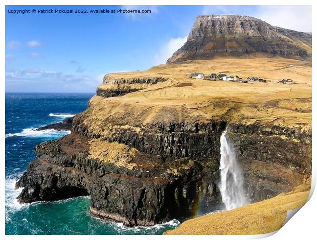 Gasadalur Waterfall Faroe Islands Print by Patrick Mokuzai