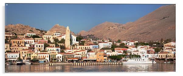 Chalki Harbour Front Acrylic by Tom Gomez