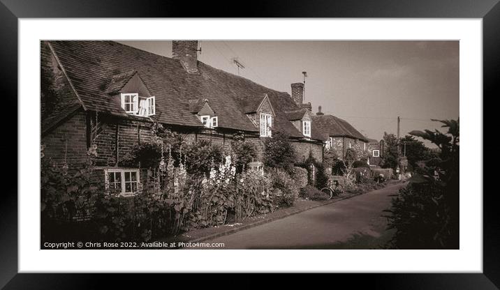 Turville, pretty old cottages Framed Mounted Print by Chris Rose