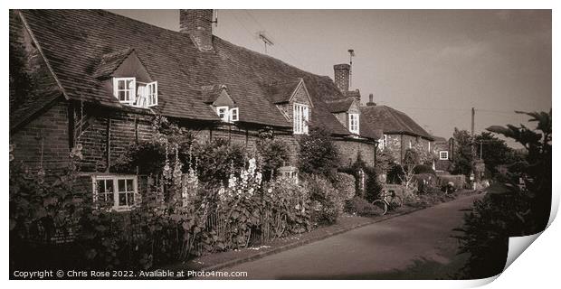 Turville, pretty old cottages Print by Chris Rose