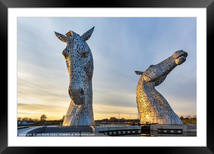 The Kelpies Framed Mounted Print by Jim Monk