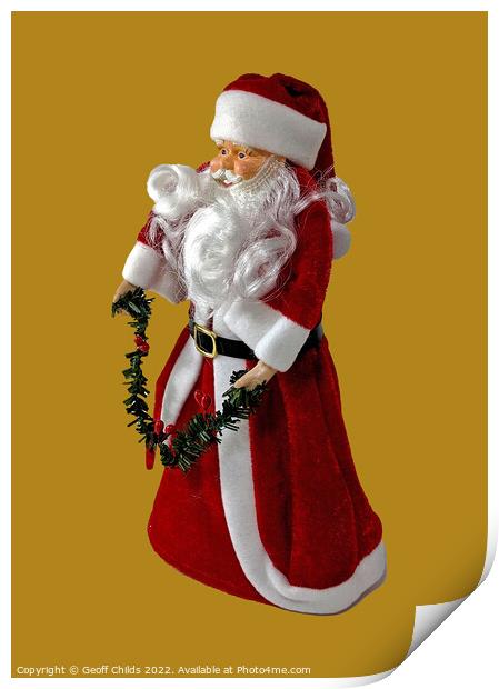 Xmas Theme image of a brightly coloured full length Santa Clause Print by Geoff Childs