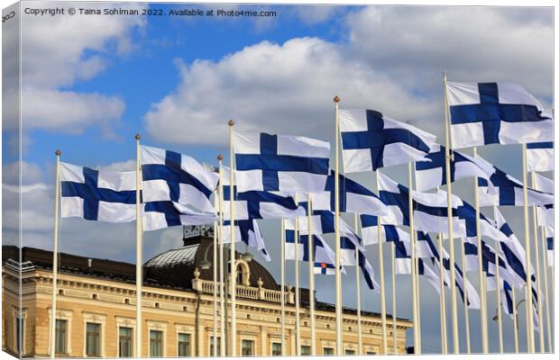 Installation of 100 Flags of Finland Canvas Print by Taina Sohlman