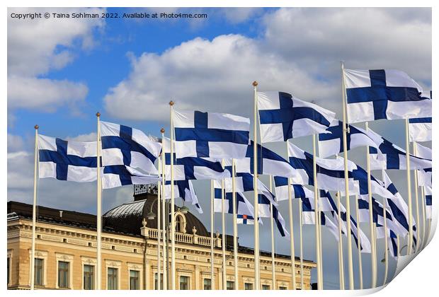 Installation of 100 Flags of Finland Print by Taina Sohlman