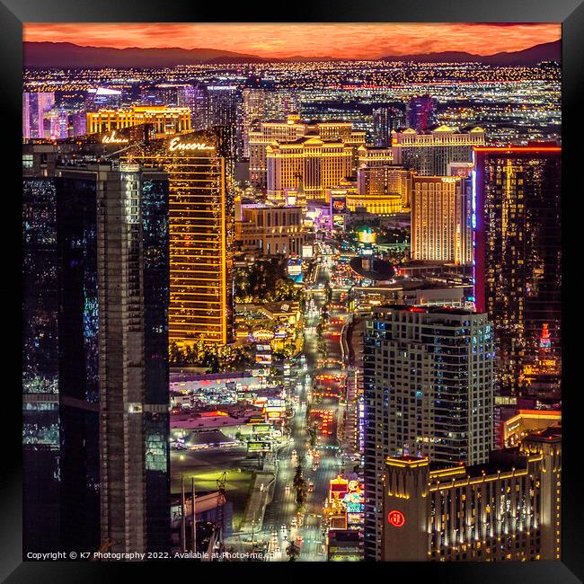 Radiant Vegas Nightscape Framed Print by K7 Photography