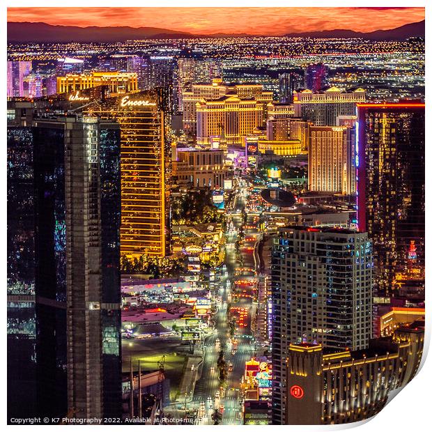Radiant Vegas Nightscape Print by K7 Photography