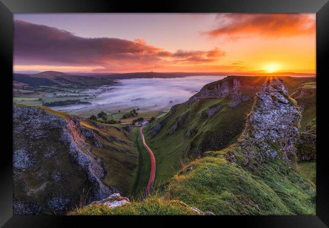 Winnats Pass sunrise, Derbyshire Framed Print by John Finney