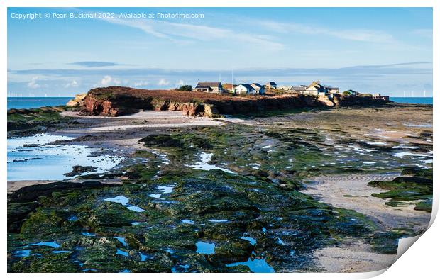 Across Rocks to Hilbre Island in Dee Estuary Print by Pearl Bucknall