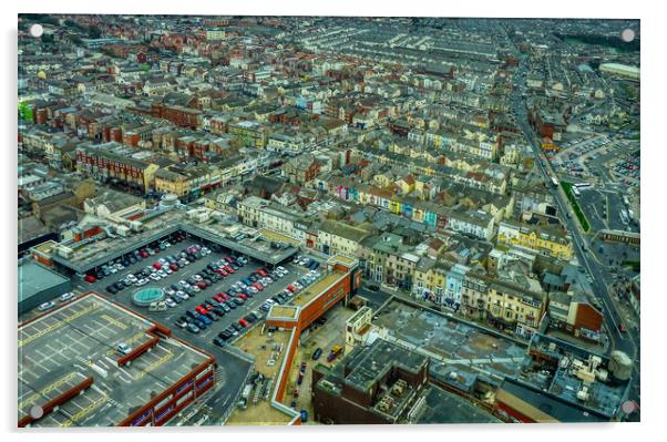 Blackpool town view from the tower Acrylic by Helkoryo Photography