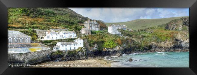 Port Isaac panoramic  Framed Print by Diana Mower