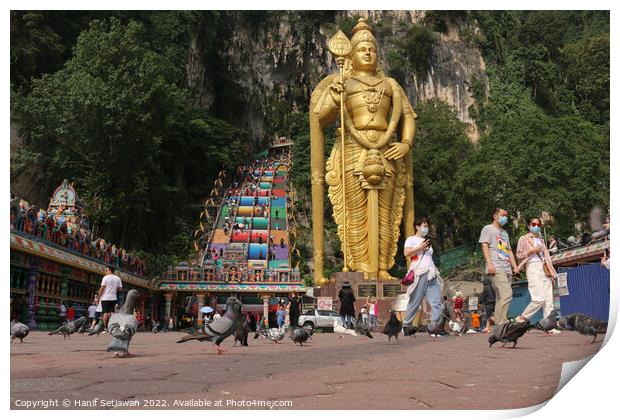 Lord Murugan statue and stairs to the Batu Caves Print by Hanif Setiawan
