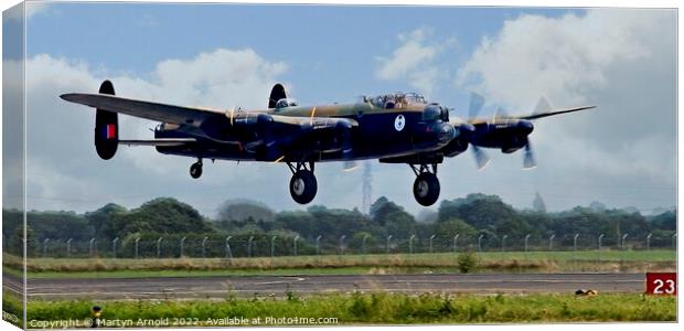 Canadian Avro Lancaster Bomber  FM213  Canvas Print by Martyn Arnold