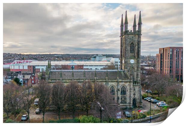 St Marys Church Sheffield Print by Apollo Aerial Photography