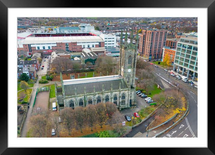 St Marys Church Sheffield Framed Mounted Print by Apollo Aerial Photography