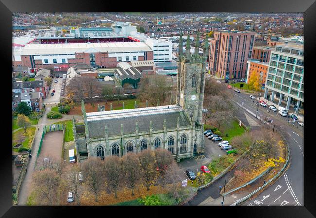 St Marys Church Sheffield Framed Print by Apollo Aerial Photography