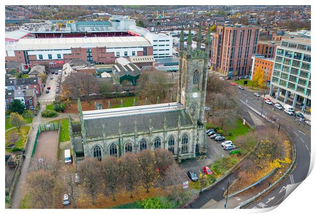 St Marys Church Sheffield Print by Apollo Aerial Photography