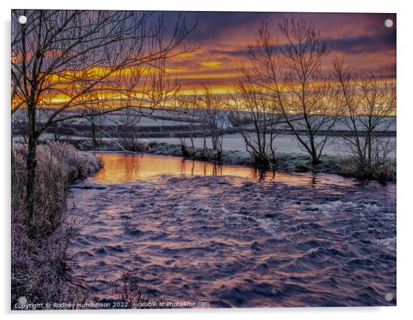 Majestic Winter Sunrise Acrylic by Rodney Hutchinson