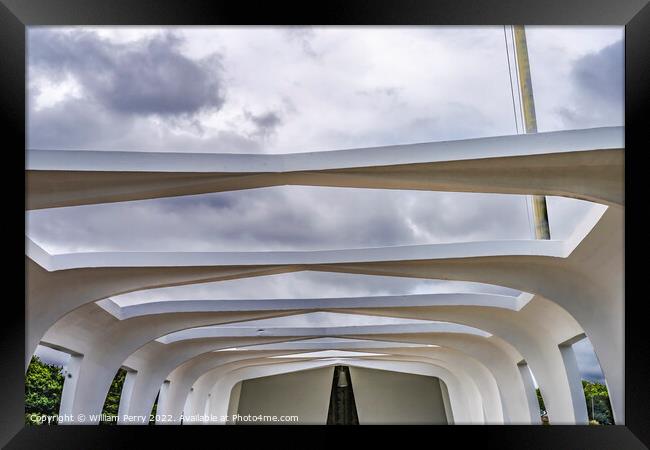 Inside USS Arizona Memorial Pearl Harbor Honolulu Hawaii Framed Print by William Perry