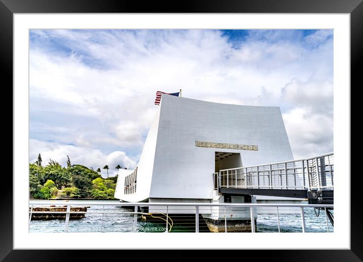 Entrance USS Arizona Memorial Pearl Harbor Honolulu Hawaii Framed Mounted Print by William Perry