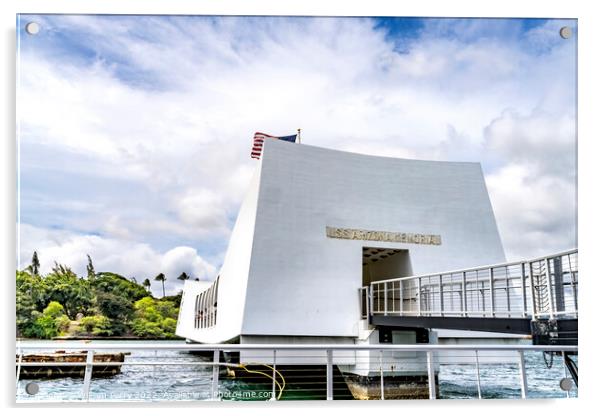 Entrance USS Arizona Memorial Pearl Harbor Honolulu Hawaii Acrylic by William Perry