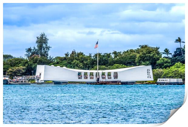 USS Arizona Memorial Pearl Harbor Honolulu Hawaii Print by William Perry