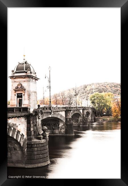 Bridge Over The River Vltava In Prague, Czech Republic Framed Print by Peter Greenway