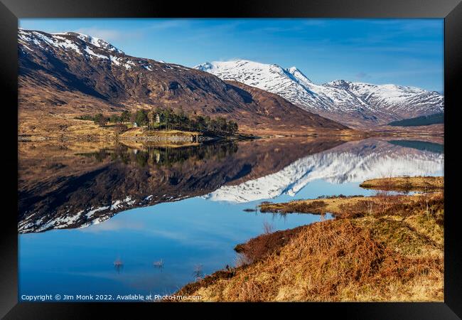 Loch Cluanie Reflections Framed Print by Jim Monk