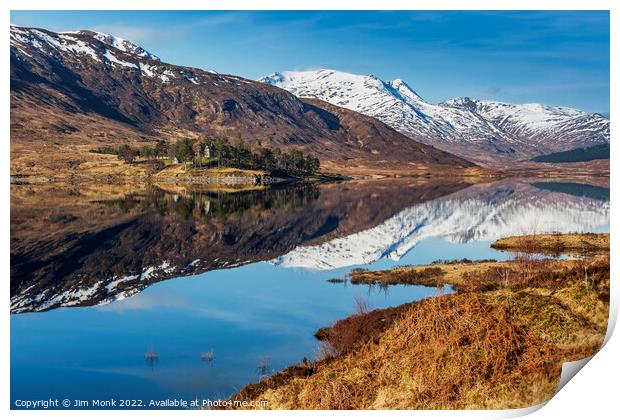 Loch Cluanie Reflections Print by Jim Monk