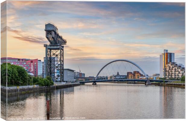 Finnieston Crane & Clyde Arc, Glasgow Canvas Print by Jim Monk